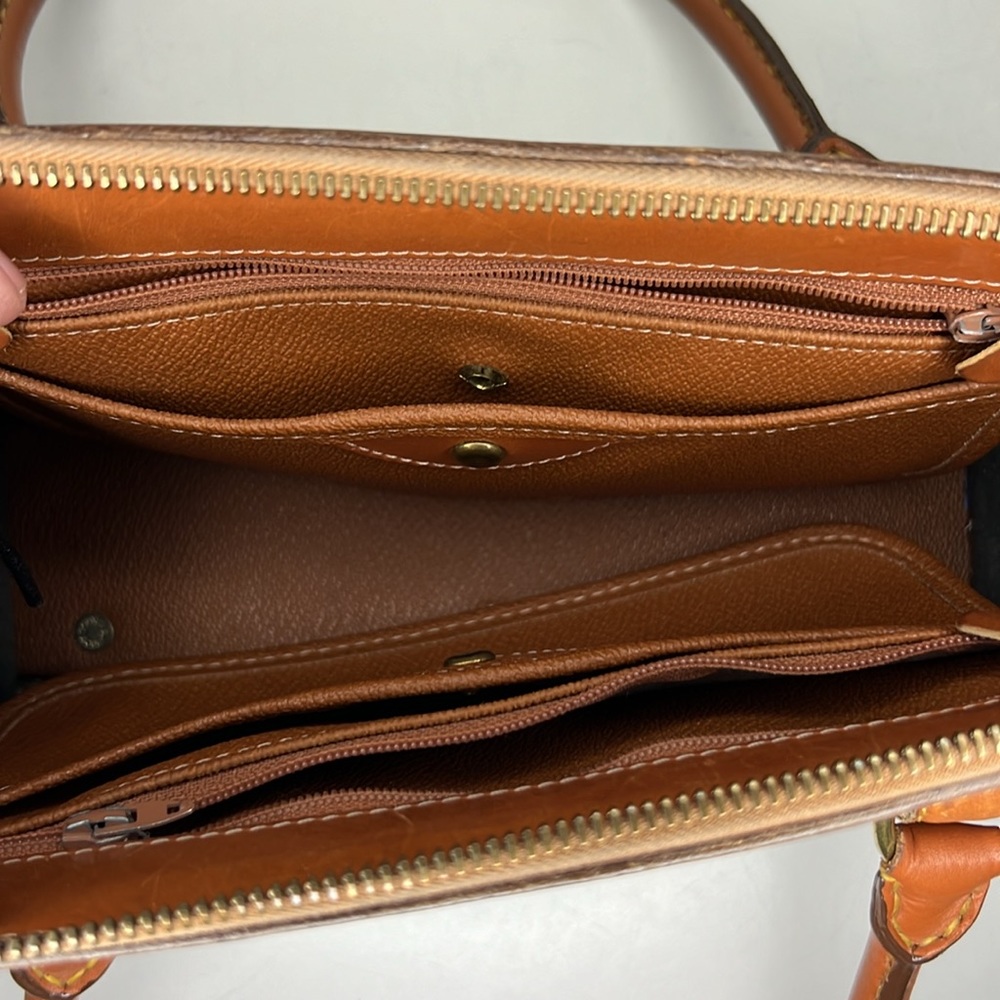Vintage Dooney & Bourke Leather Satchel Handbag.Brown/ Blue Pebble Leather - Picture 8 of 16